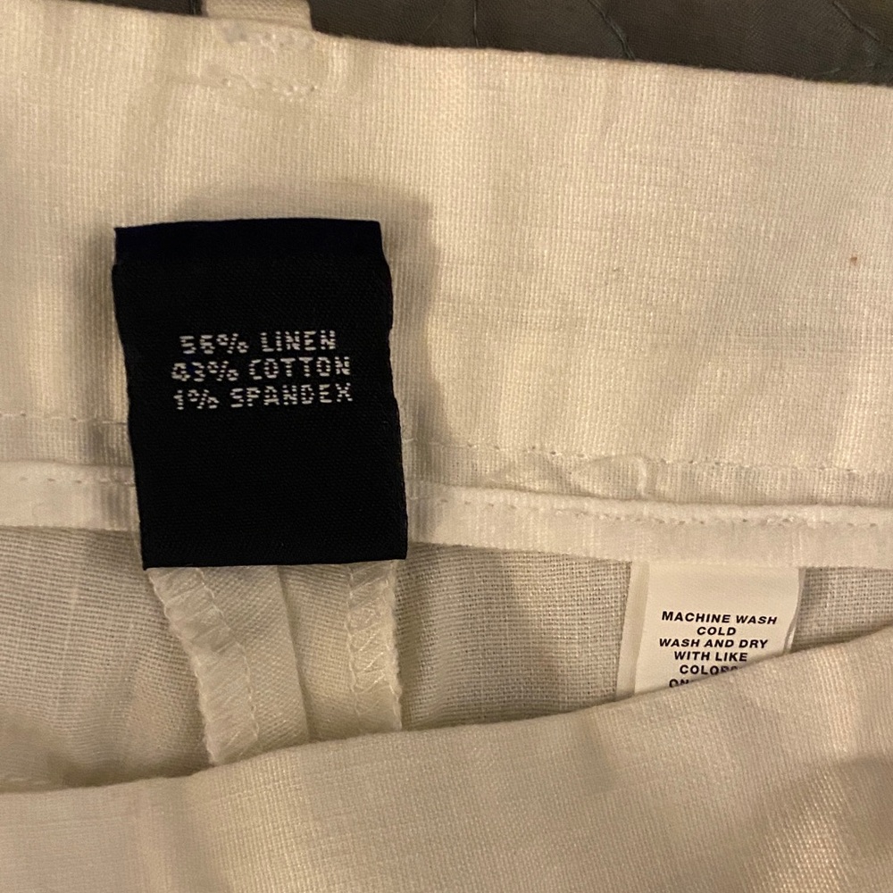 GAP white Linen wide leg cuffed trousers - Picture 11 of 14
